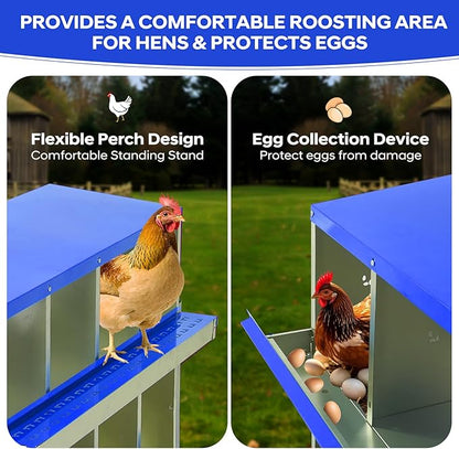 8 Compartment Chicken Nesting Box with Bracket Legs, Nesting Boxes for Chickens, Chicken Laying Boxes to Protect Eggs, Easy to Clean & Install
