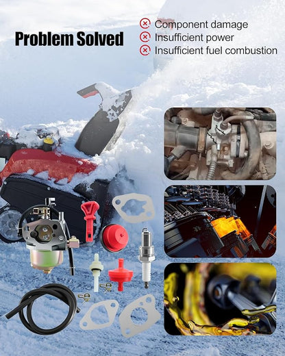 Carburetor Fits for Troy-Bilt Storm 2410 2620 2690 31AM62N2711 24" Snow Thrower 2100 Squall 31AS2P5C711 31AM2P5B 21" Walk-Behind Snow Thrower MTD Yard 31AM62EE700 Cub Cadet 524SWE Snow Blower