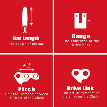 E & S 3 Pack 14 Inch Chainsaw Chain 3/8" LP Pitch .050" Gauge 52 Drive Links Semi-Chisel Chain Saw Chains for Husqvarna, Poulan, Craftsman, Greenworks and More Chainsaw Brands