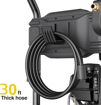 BLUBERY 3500 PSI Gas Pressure Washer, 2.6 GPM Heavy Duty High Power Washer, 30Ft Pressure Hose&Soap Tank,5 Pressure Nozzles,Black