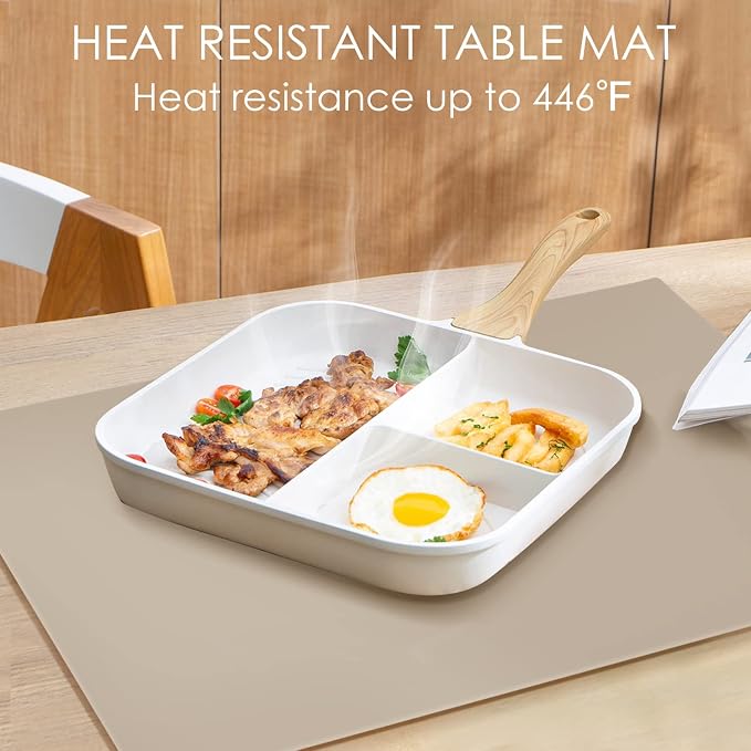 Extra Large Silicone Mats, Silicone Table Mat for Crafts Kids Dinner Placemat, Dab Mats Desk Countertop Protector Mats, Heat Insulation Kitchen Pastry Mat Silicone Pad-Brown, 23.6''x15.7''