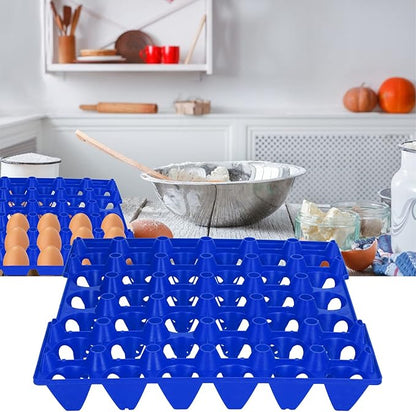 5PCS 30 Cell Plastic Egg Tray, Stackable Multi-function Egg Storage Container for Storage Transportation Home Farm Supplies (28.7 * 28.3cm)(Blue)