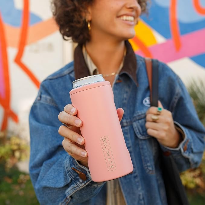 BrüMate Hopsulator Slim Can Cooler Insulated for 12oz Slim Cans | Skinny Can Insulated Stainless Steel Drink Holder for Hard Seltzer, Beer, Soda, and Energy Drinks (Sage)
