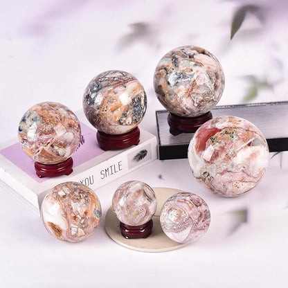 JIC Gem Extra Large Striped Agate Crystal Sphere Decorative Crystal Ball Healing Gemstone Sphere for Meditation,Office Table Decorations 110-120mm