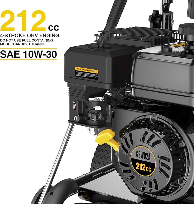 BLUBERY 3500 PSI Gas Pressure Washer, 2.6 GPM Heavy Duty High Power Washer, 30Ft Pressure Hose&Soap Tank,5 Pressure Nozzles,Black