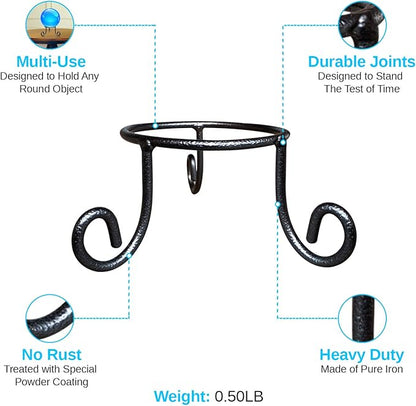 Black Iron Ball Stand - Gazing Globe Stand for Balls, Sphere Holder Wrought Iron Display Stand, Crystal Ball Stand, Glass Bowl Ring Metal Egg Stands, Gazing Ball Stand(3.5" Diameter X 2" Tall)