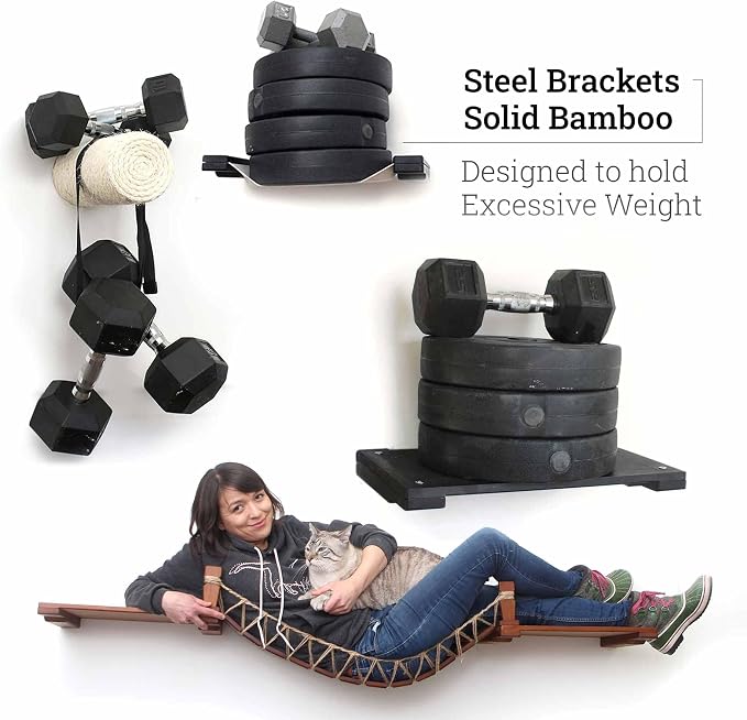 CatastrophiCreations 34" Cat Shelf Wall Mounted Elevated Climb, Lounge and Play Furniture Cat Tree Shelves