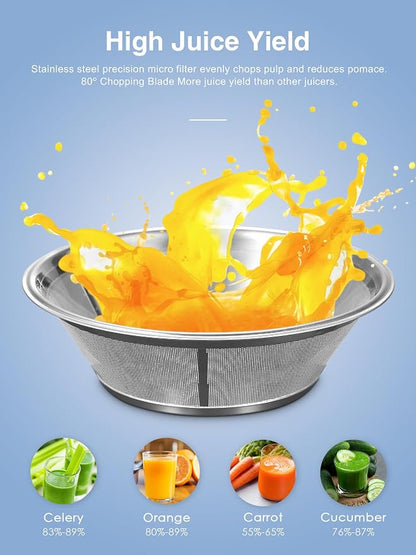 Juicer Machine 800W Centrifugal Juicer with Wide Mouth Feed Chute | For Fruits And Vegetables, Stainless Steel, BPA-Free Parts, Easy To Clean, Rose Gold Finish, Fast Juice Extraction