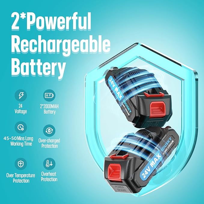 Mini Chainsaw Cordless, 6Inch Portable Small Chain Saw Battery Powered, Handheld Chainsaws with 2 * 24V 2.0MAH Powered Rechargeable Battery for Tree/Wood Cutting Trimming Craftsman Gardening Pruning