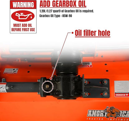 72'' PTO Flail Mower with Hydraulic Side Shift 3 Point 45-85hp, NAM72H