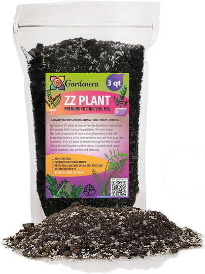 Gardenera Premium ZZ Plant Superior Growth Soil - Perfect Aeration for Robust Root Development & Plant Health - 3 QUARTS