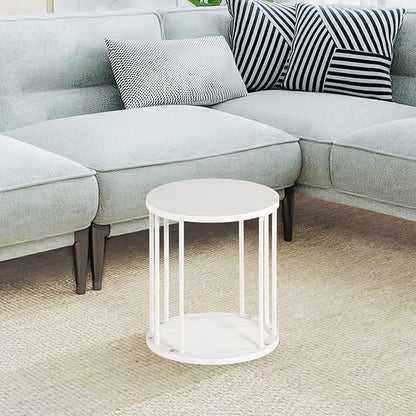 HDANI Small Round Wooden Step Stool for Kids Adults, 300lbs Load Capacity Garden Stool, Non-Slip Small Stool for Plant Stand, Kitchen, Bathroom and Bedroom, White