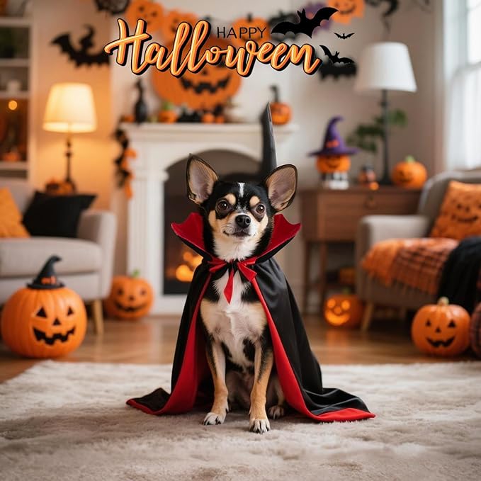 Halloween Goose Outfit, Lawn Porch Goose Vampire Cape Costume for 23" Statue Halloween Fall Outdoor Patio Yard Decor