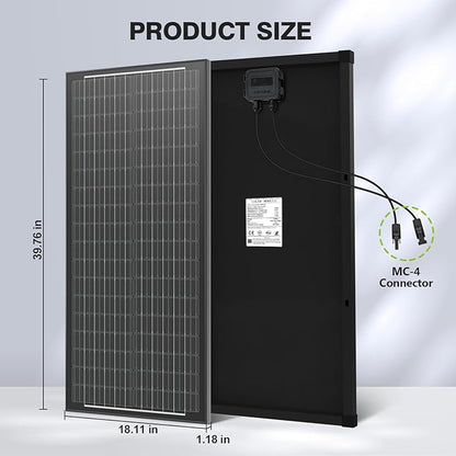 200 Watts Solar Panel Kit, 12V/24V (2PCS 100W) Monocrystalline 30A Charge Controller 25% High-Efficiency PV Module for RV, Rooftop, Boats, Trailer, Vehicle, Caravan, Off-Grid System (200W)
