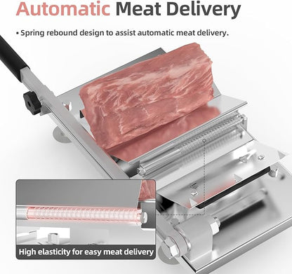 Manual Frozen Meat Slicer for Hot Pot, Upgraded Stainless Steel Meat Cutter for Beef Mutton Pork Roll, Food Slicer Machine for Shabu Shabu, BBQ, Sandwiches, KBBQ Home Cooking