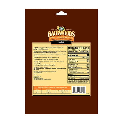 LEM Products Backwoods Polish Fresh Sausage Seasoning, 8 oz Packet | Pre-Measured Seasoning for Wild Game and Domestic Meat, Seasons Up to 25 Pounds of Meat for Homemade Sausages