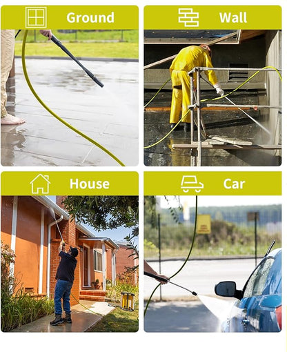 Pressure Washer Hose 200FT 3/8" for Cold and Hot Water 212°F, with Swivel Quick Connect, 4500PSI Kink Resistant Grade Steel Wire Braided, Power Washer Hose With 2pcs M22-14mm Adapter