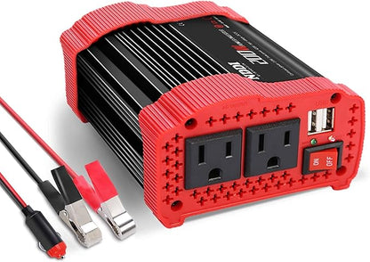 200W Car Power Inverter 12V DC to 110V AC Converter with 3.1 A Dual USB Quick Car Charger Adapter
