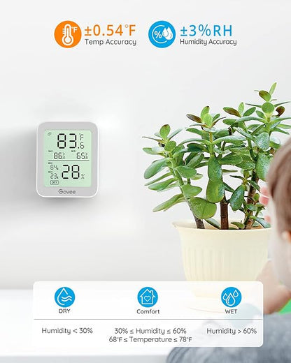 Govee Indoor Hygrometer Thermometer 2Pack H5075 with Bluetooth App Control | Room Temperature Humidity Meter, 164ft Remote Monitor, Smart Alerts, 2 Years Data Storage Export, for Bedroom Wine Cellar