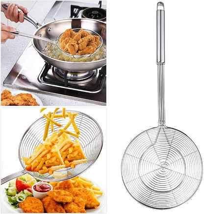 Spider Strainer Skimmer, Swify Stainless Steel Asian Strainer Ladle Frying Spoon with Handle for Kitchen Deep Fryer, Pasta, Spaghetti, Noodle, 7 Inch