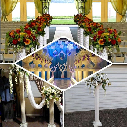 Efavormart 4 Pack 36" Tall White PVC Height Adjustable Empirical Roman Inspired Pedestal Column Plant Stand