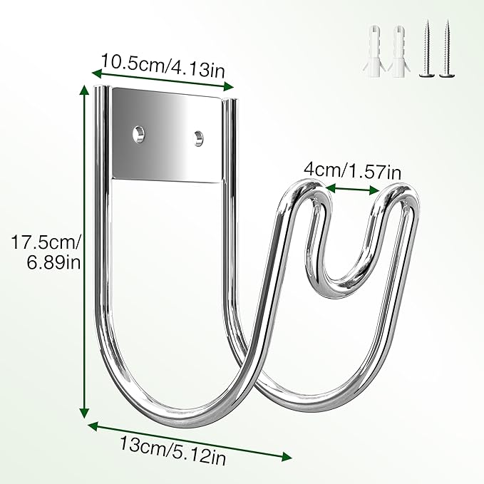 Stainless Steel Garden Hose Holder - Silver SS304 Water Hose Holder - Wall Mounted Hose Hanger Heavy Duty for Water Hose Extension Cords Vacuum Hose, Anti-Rust (1 Pack)