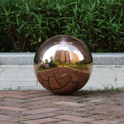 25 cm/10 inch Diameter Gazing Globe Mirror Ball,Rose Gold Stainless Steel Polished Reflective Smooth Garden Sphere,Colorful and Shiny Addition to Any Garden or Home