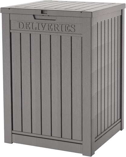 55 Gallon Plus Lockable Resin Deck Box, Waterproof Outdoor Storage Box for Patio Furniture, Garden Tools, Pool Accessories, UV-Resistant Outside Delivery, Grey