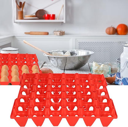 Egg Crate, 5PCS Flats 30 Cell Egg Crates Holder Tray Egg Tray Egg Cartons Stackable Egg Cartons Hold Multiple Eggs Home Farm Supplies for Storing, Sorting, and Shipping Eggs (Red)