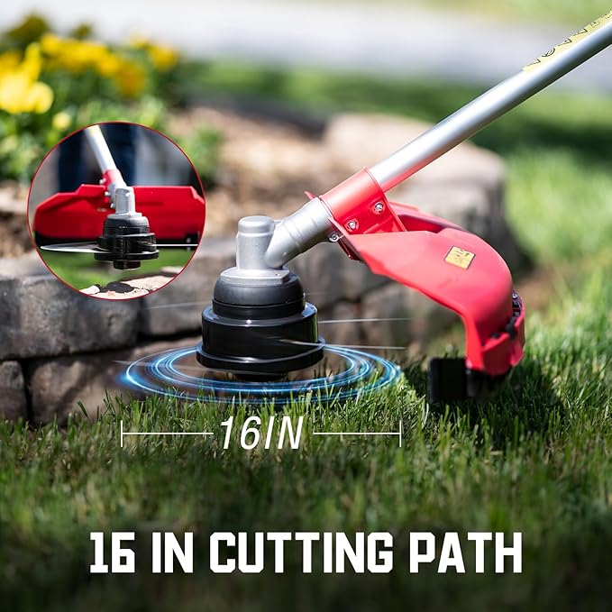 PowerSmart Gas Weed Wacker 2-Cycle 25cc Gas String Trimmer/Edger 16" and 10" Brush Cutter & Shoulder Strap Included