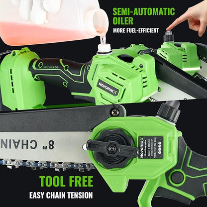 2-in-1 Cordless Pole Saw & Mini Chainsaw 20V 3.0AH 8-Inch 15FT Reach Electric Tree Trimmer Battery Powered Chainsaw with Extension Pole for Tree Trimming Branch Cutting Pruning