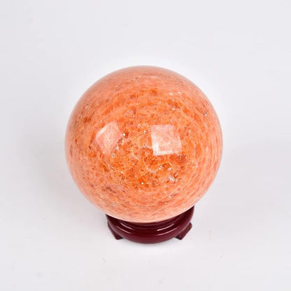 JIC Gem Real Sunstone Crystal Sphere Ball Healing Crystal Ball with Decoation Stand for Fengshui Meditation Ball (100-110mm)