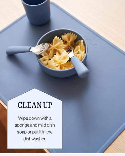 Lalo Silicone Placemat for Toddlers & Babies - Non-Slip Kids Placemat for Restaurants & Dining Tables - Non-Toxic & BPA Free Safe - for Ages of 4 Months and Up - Grapefruit