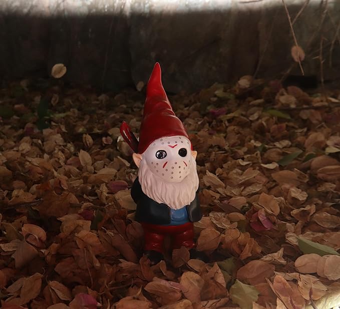 Horror Garden Gnome Decor - 5.5" Halloween Outdoor Statue, Spooky Valentines Gifts & Creepmas Collectible (Weatherproof Resin)