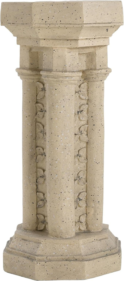 Decorative Roman Column Pedestal Column Plant Stand, Vintage European Style Classical Garden Pillar, Indoor Outdoor Decor, Pedestal Columns Plants Standing for Entryway Garden Yard Home (Sand/23.25"H)