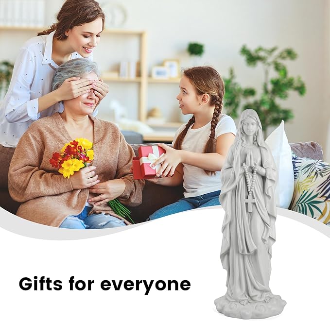 Virgin Mary Praying Statue 31.49 Inch Tall Outdoor Garden Religious Garden Statue Mary Statue Outdoor Yard Patio Deck Home Entryway Hallway Sculpture Magnesium Oxide Stone （White Virgin Mary）