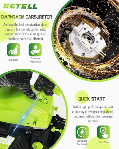 Professional 58cc Gas Powered Chainsaw with Quick-Switch Dual Bar 18/20 Inch System – Heavy Duty Chain Saw with Easy-Start for Tree Cutting, Limbing & Farm Use (GEL9902)