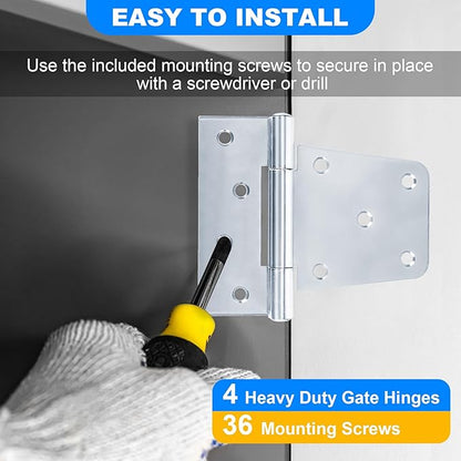 Heavy Duty Gate Hinges 3.5 inch 4 Pack Extra Thick Industrial T Hinges Barn Door Shed Door Hinges for Large Wooden Gates Wood Fence Outdoor - Zinc Iron Finish (Screws Included)