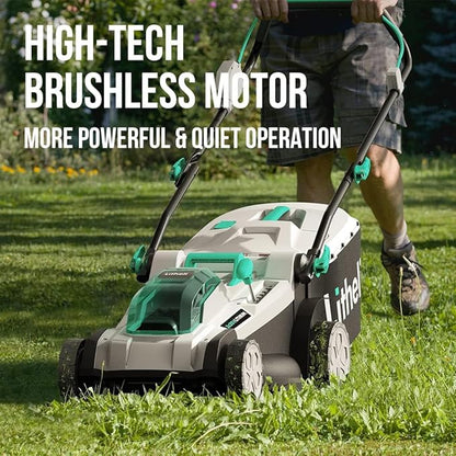 Litheli Cordless 17 Inch Electric Lawn Mower, 2 x 20V 4.0Ah Battery Powered Push Lawn Mowers with Brushless Motor, Battery & Charger Included