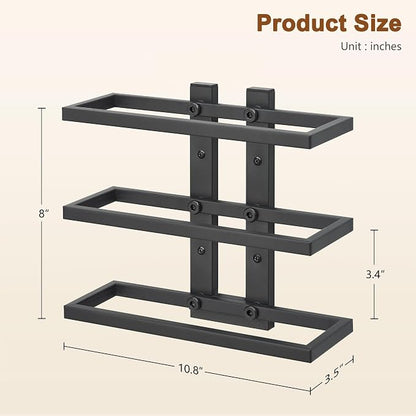 Hoctieon 3 Tier Wall Mount Wine Rack, Wall Racks for Wine Bottles Display and Storage, Hanging Bottle Organizer for Living Room, Dining Room, Wine Cellar, Bar, Black