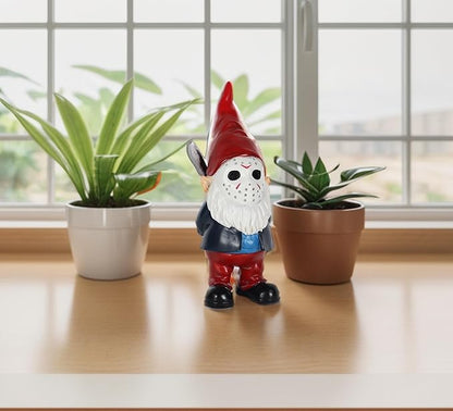 Horror Garden Gnome Decor - 5.5" Halloween Outdoor Statue, Spooky Valentines Gifts & Creepmas Collectible (Weatherproof Resin)