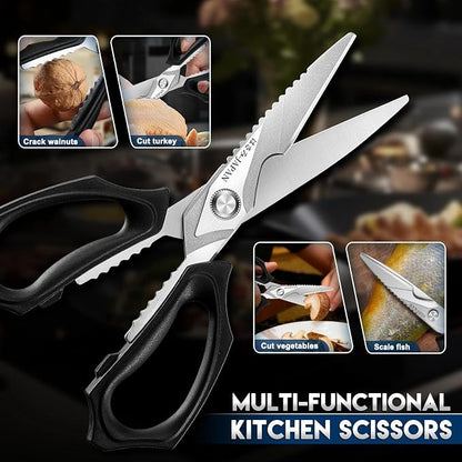 Purple Dragon Kitchen Scissors for Food - Heavy Duty Kitchen Shear Sliver | Stainless Steel Blade, Oversized Handle, Gift Box, Dishwasher Safe, All Purpose, for Meat Cutting