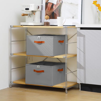 Foyego Wine Glass Storage Box, Gray | 16 Adjustable Dividers, Hard Shell, Stackable China Storage Containers Holds Stemware, Glassware, Crystal for Packing&Moving