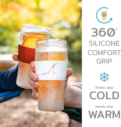 Host Freeze Beer Glasses, Frozen Beer Mugs, Freezable Pint Glass Set, Insulated Beer Glass to Keep Your Drinks Cold, Double Walled Insulated, 16oz, Grey