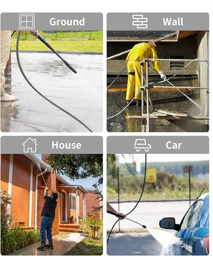 Pressure Washer Hose 125FT 3/8" for Cold and Hot Water 212°F, with Swivel Quick Connect, 4500PSI Kink Resistant Grade Steel Wire Braided, Power Washer Hose With 2pcs M22-14mm Adapter