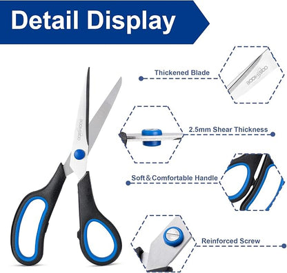 24PCS 8" Scissors,Sharp Stainless Steel All Purpose in Office School Crafts | Right/Left Handed, Comfort Grip Scissors for Office Desk Accessories Sewing Fabric Home Craft School Teacher/Class Supplies