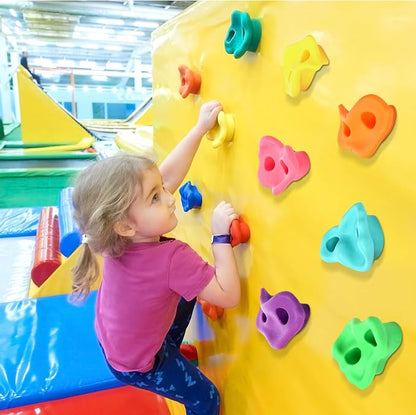 Meooeck 72 Pcs Kids Rock Wall Climbing Holds Set Colorful Grips with Mounting Screws and Hardware for DIY Indoor Outdoor Backyard Playground Back to School Birthday Gift(Pastel Color)