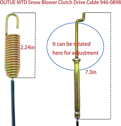 Snow Blower Clutch Drive Cable 946-0898 746-0898 for MTD Snowblower Replace 746-0898A 746-0898B 290-904