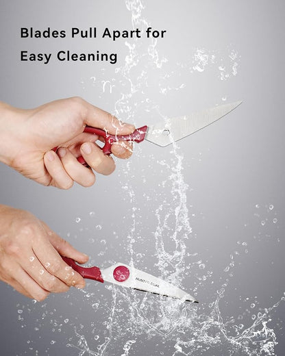 Kitchen Scissors for Food, HUNTER.DUAL Heavy Duty Come Apart Poultry Shears for Cooking, All Purpose for Cutting Chicken, Meat, Fish & Vegetables (Red, 8.35 Inch)