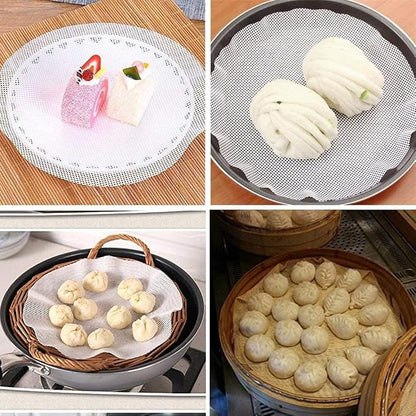 4 Pieces Round Silicone Reusable Steamer Mat Mesh Sheet for Fruit Dryer,Food Dehydrator Sheets Dryer Mesh,10" Diameter
